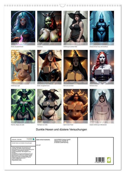 Produktbild: Dunkle Hexen und d&uuml;stere Versuchungen (Wandkalender 2026 DIN A2 hoch), CALVENDO Monatskalender