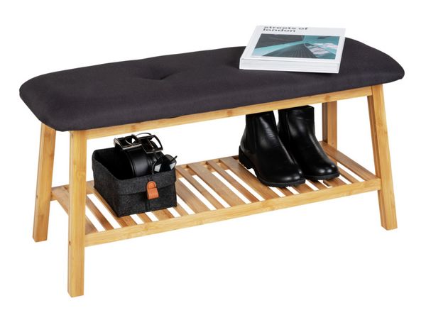 Produktbild: Schuhbank mit Sitzpolster Mod. Ecori, Bambus, recyceltes Polyester