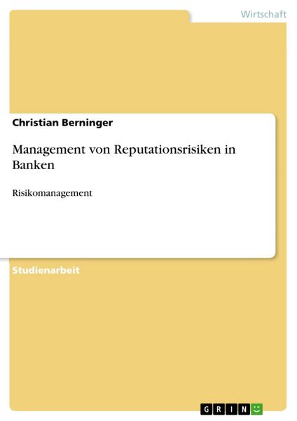 Produktbild: Management von Reputationsrisiken in Banken