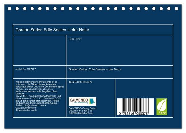 Produktbild: Gordon Setter. Edle Seelen in der Natur (Tischkalender 2027 DIN A5 quer), CALVENDO Monatskalender