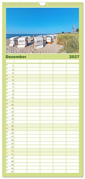 Produktbild: Familienplaner 2027 - Ostseebad K&uuml;hlungsborn. Erholung mit allen Sinnen mit 5 Spalten (Wandkalender, 21 x 45 cm) CALVENDO