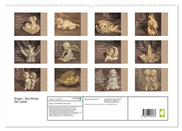 Produktbild: Engel - Die Worte der Liebe (hochwertiger Premium Wandkalender 2026 DIN A2 quer), Kunstdruck in Hochglanz