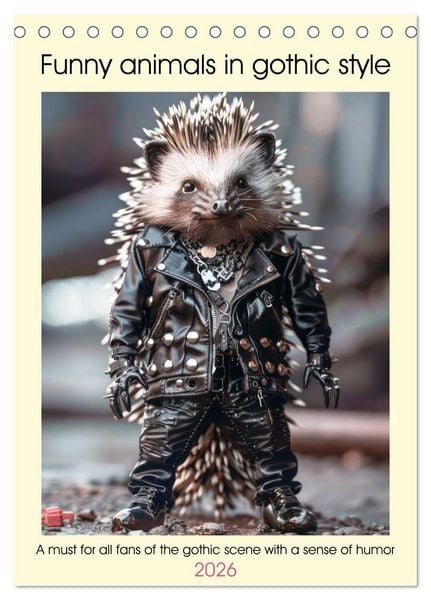 Funny animals in gothic style (Desk Calendar 2026 DIN A5 portrait), CALVENDO 12 Month DeskCalendar