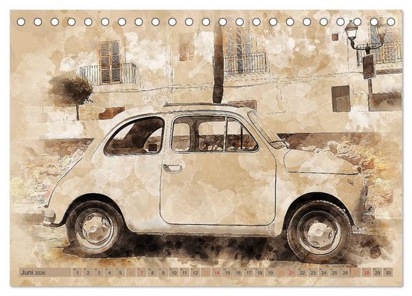 Produktbild: Kult-Autos, Nuova 500 (Tischkalender 2026 DIN A5 quer), CALVENDO Monatskalender