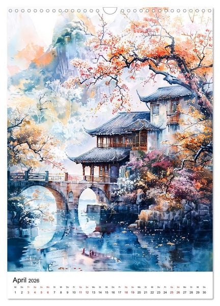 Produktbild: China in Wasserfarben - Idyllische Reise durch Traumlandschaften (Wandkalender 2026 DIN A3 hoch), CALVENDO Monatskalender