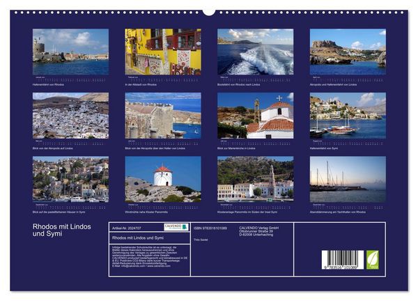 Produktbild: Rhodos mit Lindos und Symi (hochwertiger Premium Wandkalender 2026 DIN A2 quer), Kunstdruck in Hochglanz