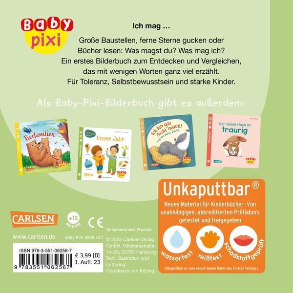 Produktbild: Baby Pixi (unkaputtbar) 137: Ich mag ... schaukeln, malen, lesen, Krach!