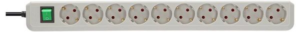 Produktbild: Brennenstuhl 1159350010 Steckdosenleiste mit Schalter 10fach Lichtgrau Schutzkontakt 1 St.