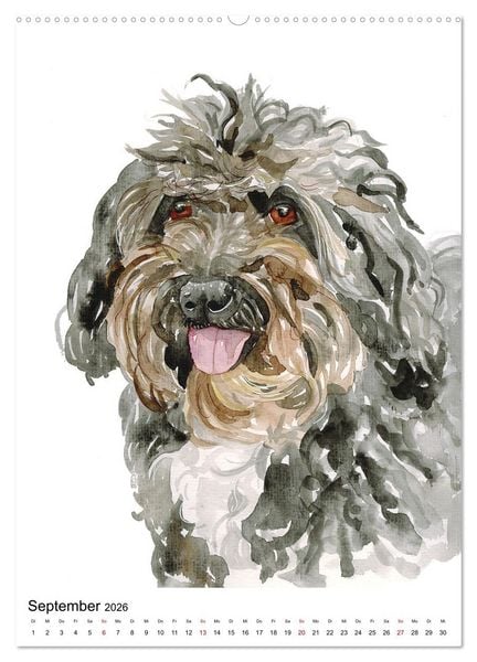 Produktbild: Hunde Portr&auml;ts in Aquarell (Wandkalender 2026 DIN A2 hoch), CALVENDO Monatskalender