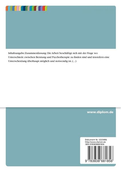 Produktbild: Sozialp&auml;dagogische Beratung und Psychotherapie-Unterscheidungen