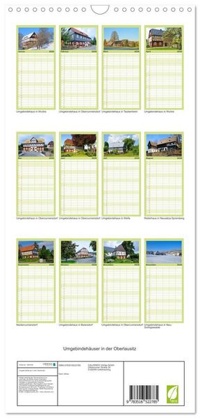 Produktbild: Familienplaner 2026 - Umgebindeh&auml;user in der Oberlausitz mit 5 Spalten (Wandkalender, 21 x 45 cm) CALVENDO