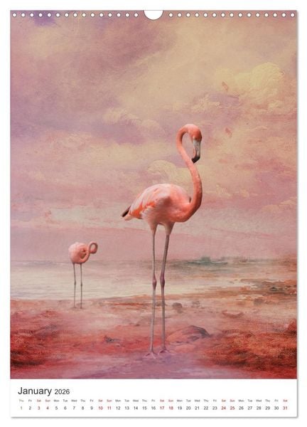Produktbild: Flamingo and the sea (Wall Calendar 2026 DIN A3 portrait), CALVENDO 12 Month Wall Calendar