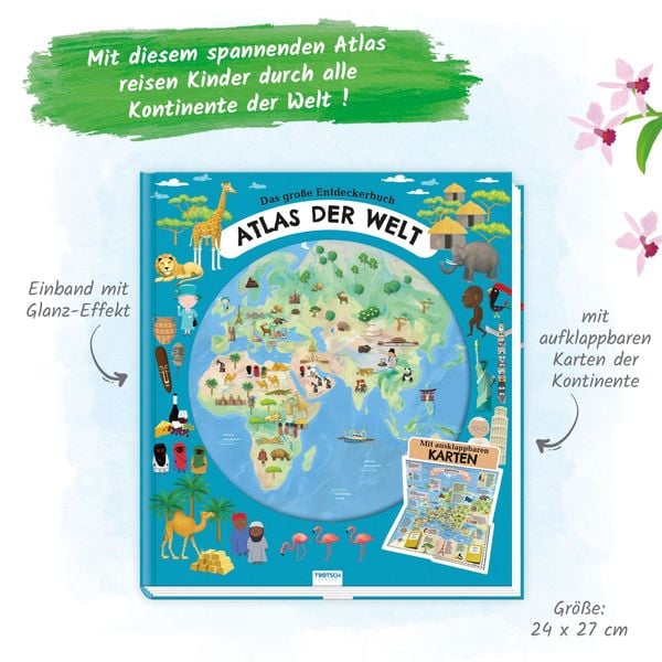 Produktbild: Tr&ouml;tsch Kinderatlas Das gro&szlig;e Entdeckerbuch Atlas der Welt