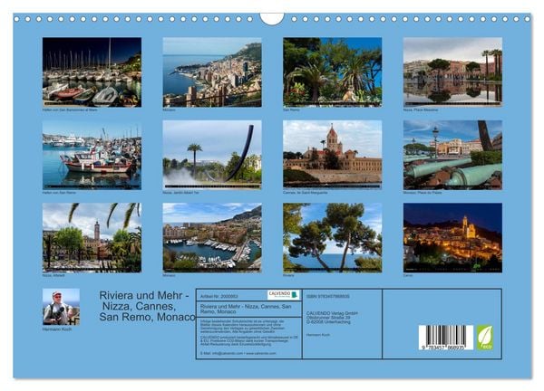 Produktbild: Riviera und Mehr - Nizza, Cannes, San Remo, Monaco (Wandkalender 2026 DIN A3 quer), CALVENDO Monatskalender