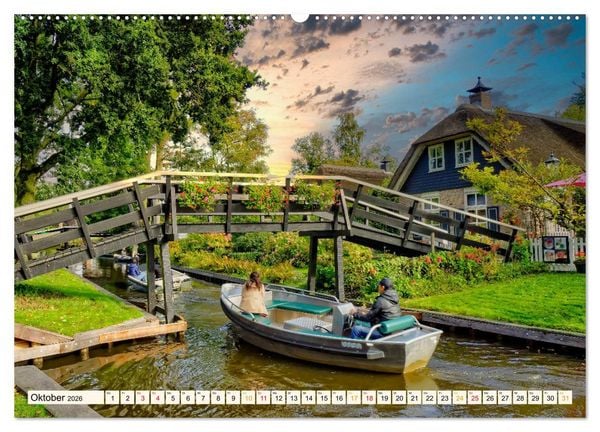 Produktbild: Reise durch die Niederlande - Giethoorn in der Provinz Overijssel (hochwertiger Premium Wandkalender 2026 DIN A2 quer), Kunstdruck in Hochglanz