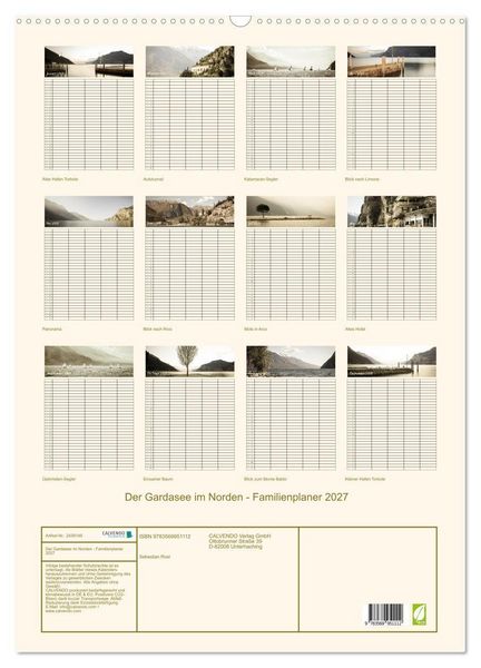Produktbild: Der Gardasee im Norden - Familienplaner 2027 (Wandkalender 2027 DIN A2 hoch), CALVENDO Monatskalender