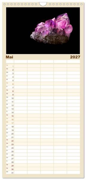 Produktbild: Familienplaner 2027 - MINERALIEN designed by nature mit 5 Spalten (Wandkalender, 21 x 45 cm) CALVENDO