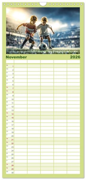 Produktbild: Familienplaner 2026 - Fussball - Kids in Action mit 5 Spalten (Wandkalender, 21 x 45 cm) CALVENDO