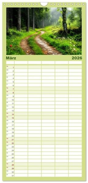 Produktbild: Familienplaner 2026 - Mystik der W&auml;lder mit 5 Spalten (Wandkalender, 21 x 45 cm) CALVENDO