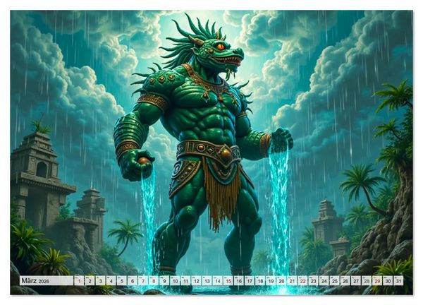 Produktbild: Aztekische Mythologie - G&ouml;tter, Helden und Monster (Wandkalender 2026 DIN A4 quer), CALVENDO Monatskalender