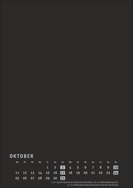 Produktbild: Premium-Bastelkalender schwarz A4 2027