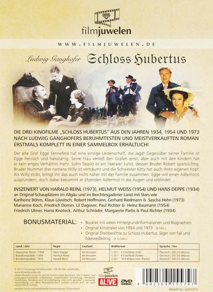 Produktbild: Schloss Hubertus - Die Ganghofer Verfilmungen Sammelbox 1 - Filmjuwelen [3 DVDs]