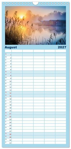 Produktbild: Familienplaner 2027 - Malerische Seenlandschaft mit 5 Spalten (Wandkalender, 21 x 45 cm) CALVENDO