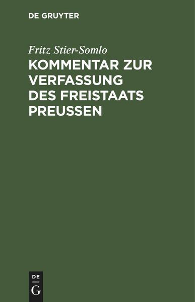 Produktbild: Kommentar zur Verfassung des Freistaats Preu&szlig;en