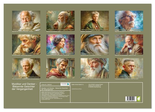 Produktbild: Mystiker und Denker - Bekannte Gesichter der Vergangenheit (Wandkalender 2026 DIN A2 quer), CALVENDO Monatskalender