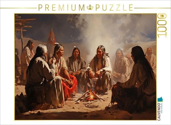 Produktbild: CALVENDO Puzzle Treffen der &Auml;ltesten - Leben der Indianer | 1000 Teile Lege-Gr&ouml;&szlig;e 64x48cm Foto-Puzzle f&uuml;r gl&uuml;ckliche Stunden