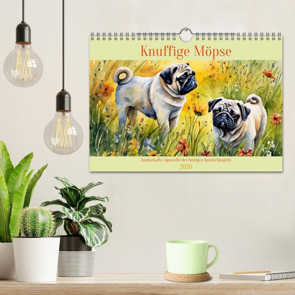 Produktbild: Knuffige M&ouml;pse (Wandkalender 2026 DIN A4 quer), CALVENDO Monatskalender