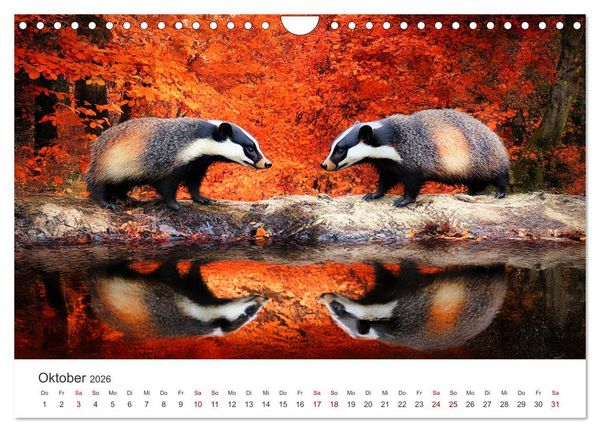 Produktbild: Stur, stark, sympathisch - Der Dachs - Kalender (Wandkalender 2026 DIN A4 quer), CALVENDO Monatskalender