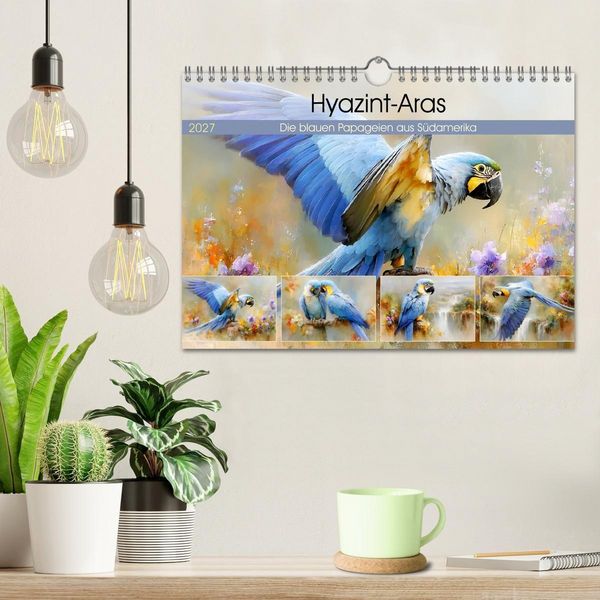 Produktbild: Hyazint-Aras. Die blauen Papageien aus S&uuml;damerika (Wandkalender 2027 DIN A4 quer), CALVENDO Monatskalender