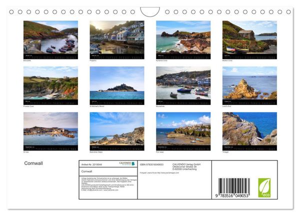 Produktbild: Cornwall (Wandkalender 2026 DIN A4 quer), CALVENDO Monatskalender
