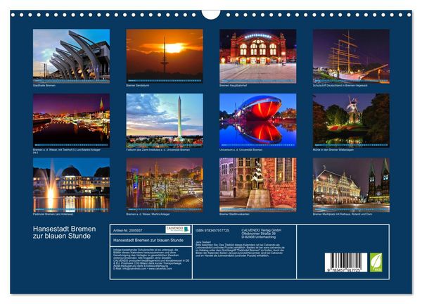 Produktbild: Hansestadt Bremen zur blauen Stunde (Wandkalender 2026 DIN A3 quer), CALVENDO Monatskalender