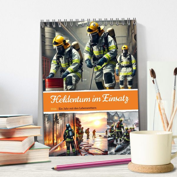 Produktbild: Heldentum im Einsatz - Ein Jahr mit den Lebensrettern (Tischkalender 2026 DIN A5 hoch), CALVENDO Monatskalender