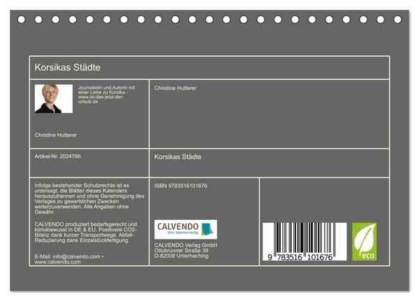 Produktbild: Korsikas St&auml;dte (Tischkalender 2026 DIN A5 quer), CALVENDO Monatskalender