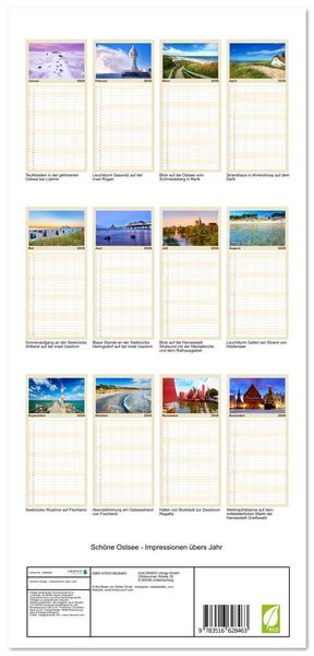 Produktbild: Familienplaner 2026 - Sch&ouml;ne Ostsee - Impressionen &uuml;bers Jahr mit 5 Spalten (Wandkalender, 21 x 45 cm) CALVENDO
