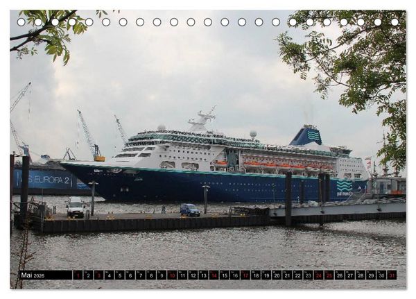 Produktbild: Kreuzfahrtschiffe in Hamburg (Tischkalender 2026 DIN A5 quer), CALVENDO Monatskalender