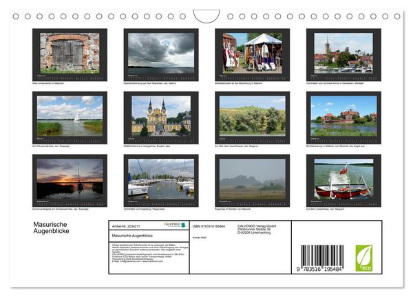 Produktbild: Masurische Augenblicke (Wandkalender 2026 DIN A4 quer), CALVENDO Monatskalender