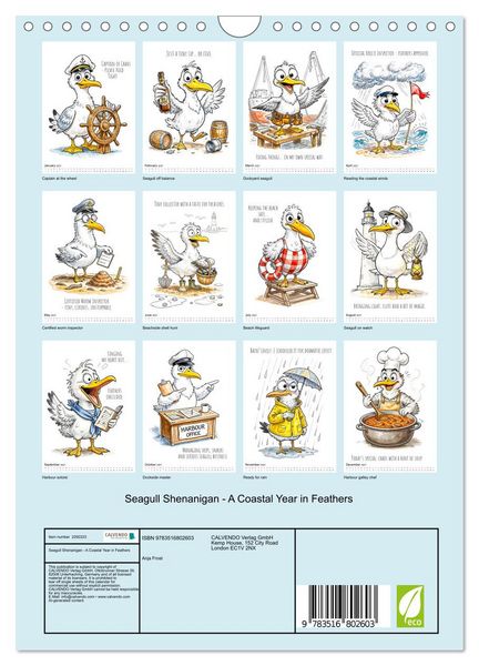 Produktbild: Seagull Shenanigan - A Coastal Year in Feathers (Wall Calendar 2027 DIN A4 portrait), CALVENDO 12 Month Wall Calendar