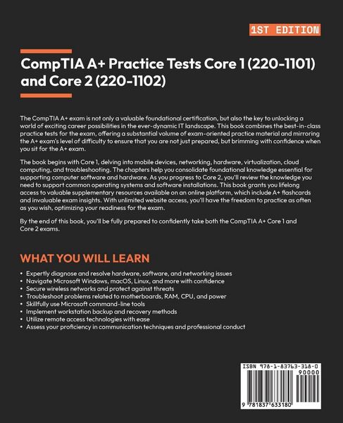 Produktbild: CompTIA A+ Practice Tests Core 1 (220-1101) and Core 2 (220-1102)