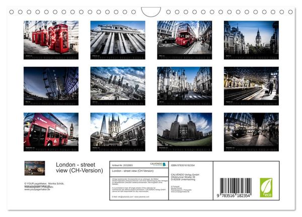 Produktbild: London - street view (CH-Version) (Wandkalender 2026 DIN A4 quer), CALVENDO Monatskalender