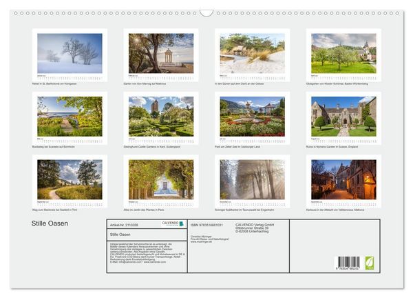 Produktbild: Stille Oasen (Wandkalender 2026 DIN A2 quer), CALVENDO Monatskalender