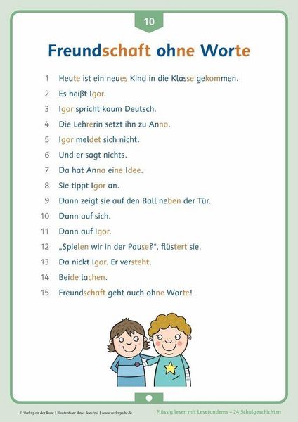 Produktbild: Fl&uuml;ssig lesen mit Lesetandems &ndash; 24 Schulgeschichten, Klasse 1/2