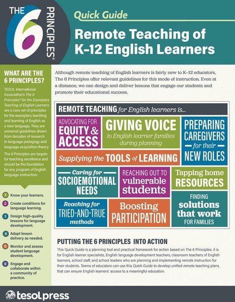 Produktbild: The 6 Principles Quick Guide: Remote Teaching of K-12 English Learners