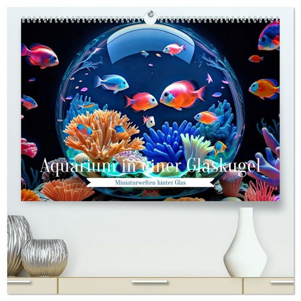 Aquarium in einer Glaskugel (hochwertiger Premium Wandkalender 2026 DIN A2 quer), Kunstdruck in Hochglanz