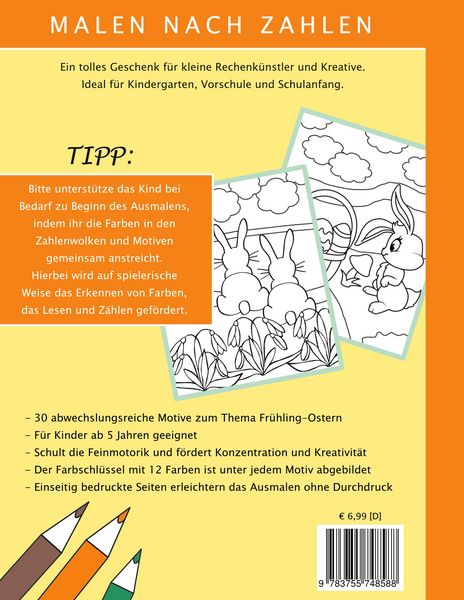 Produktbild: Bezaubernde Ausmalbilder Malen nach Zahlen - Fr&uuml;hling-Ostern