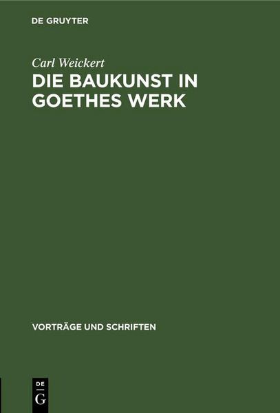 Produktbild: Die Baukunst in Goethes Werk