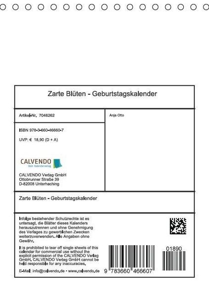 Produktbild: Zarte Bl&uuml;ten / Geburtstagskalender (Tischkalender immerw&auml;hrend DIN A5 hoch)